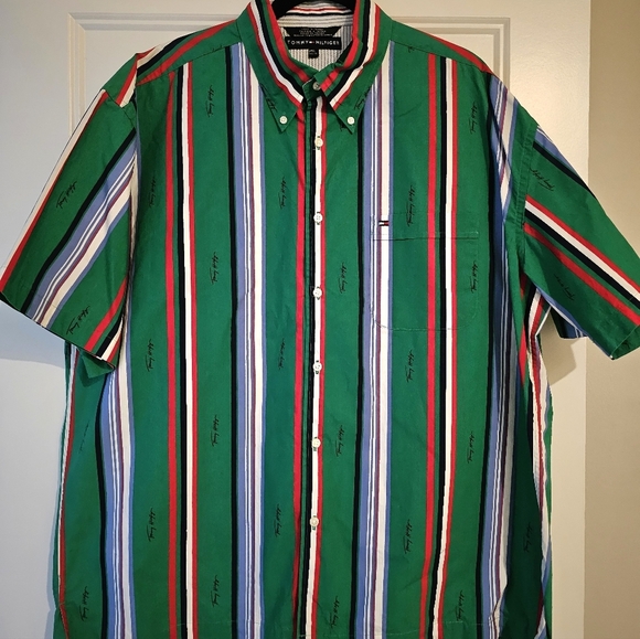 Tommy Hilfiger Men's Striped Button Up Polo sz xl - Picture 2 of 4